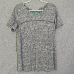 Kimmery Woman Sz XL Short Sleeve Round Neck w Criss Cross Back Heather Grey Yoga